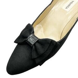 Bottega Veneta Black 7AA Suede Bow  3” Heels Pumps Shoe Classic Designer Italy